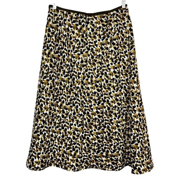 Talbots Vintage Skirt Leopard Print Black Brown Silk Linen Blend Sz 8 Mobwife - Picture 2 of 14